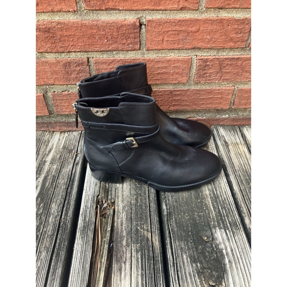 Women's Tory Burch Sidney Leather Ankle Bootie Boots - Penny Black size 8 1/2